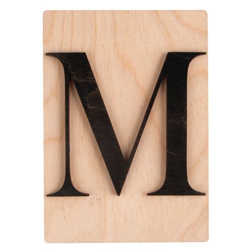 Lettre En Bois M, Fsc Mixed Credit, Noir, 10,5x14,8cm