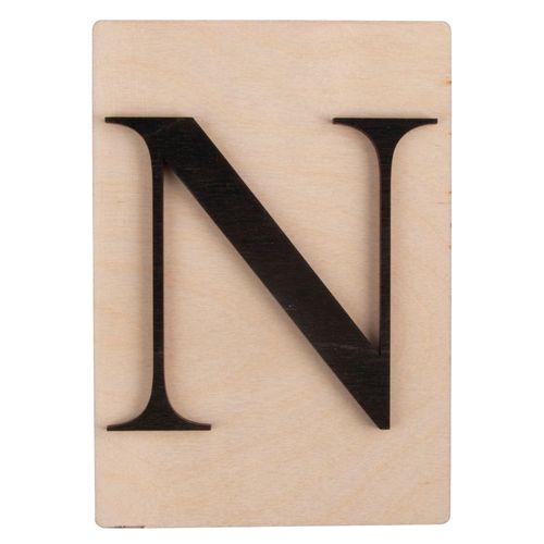 Lettre En Bois N, Fsc Mixed Credit, Noir, 10,5x14,8cm