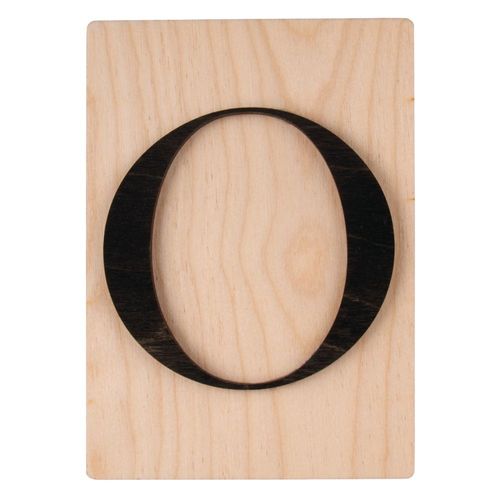 Lettre En Bois O, Fsc Mixed Credit, Noir, 10,5x14,8cm