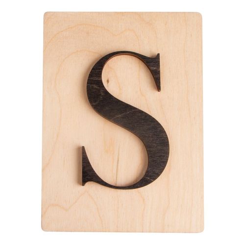 Lettre En Bois S, Fsc Mixed Credit, Noir, 10,5x14,8cm