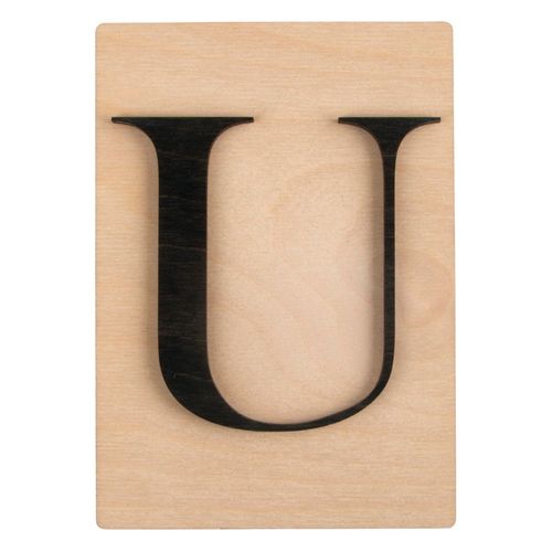 Lettre En Bois U, Fsc Mixed Credit, Noir, 10,5x14,8cm