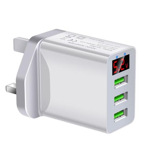 Tête De Chargeur 5v 3a, Affichage Numérique, Haute Compatibilité, Abs, Portable, 3 Usb, Pour La Maison