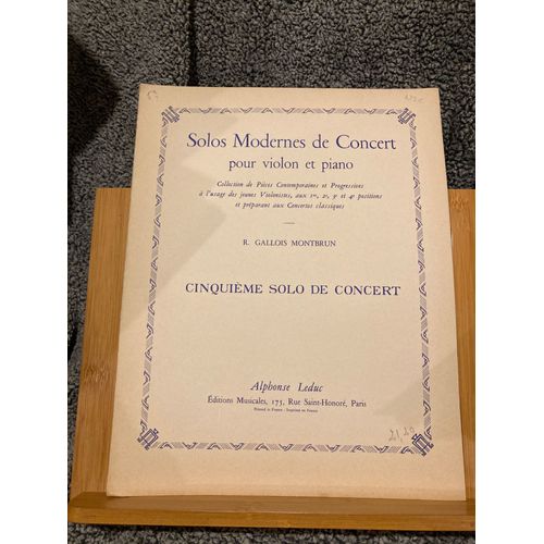 R. Gallois Montbrun Cinquième Solo Pour Violon Et Piano Partition Éditions Leduc