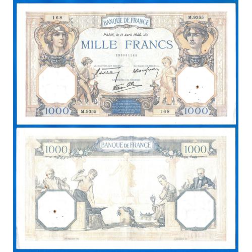 France 1000 Francs 1940 Ceres & Mercure Grand Billet Franc Frc Frs Frc