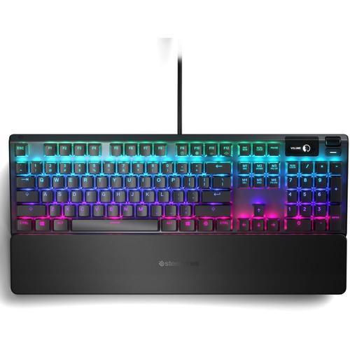 SteelSeries Apex 5 - Clavier - avec affichage, roue médias - backlit - USB - Azerty - Français - commutateur : Hybrid Blue Switch