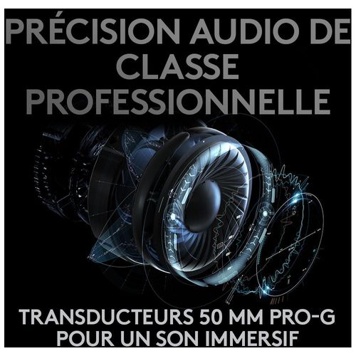 Logitech G Pro X - Micro-casque - circum-aural - LIGHTSPEED - sans fil - isolation acoustique