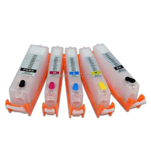 Recharge de cartouche encre 5 couleurs avec puce, pour Canon PIXMA TR7550 TR8550 TS6150 TS6151 PGI 580XL 580XXL