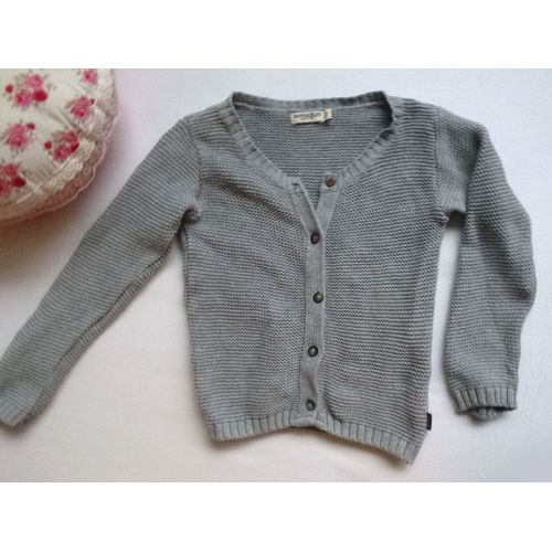 Veste Maille Gilet Fille 4 Ans Gris Clair Coton Biologique Imps & Elfs
