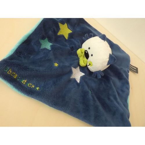 doudou chat blanc bleu vert étoiles orchestra 
