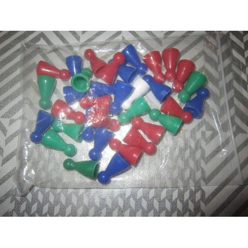  Pieces De 30  Pions De Jeu En Plastique  2.2 Cm De Haut 'bleu.Rouge.Vert.Blanc