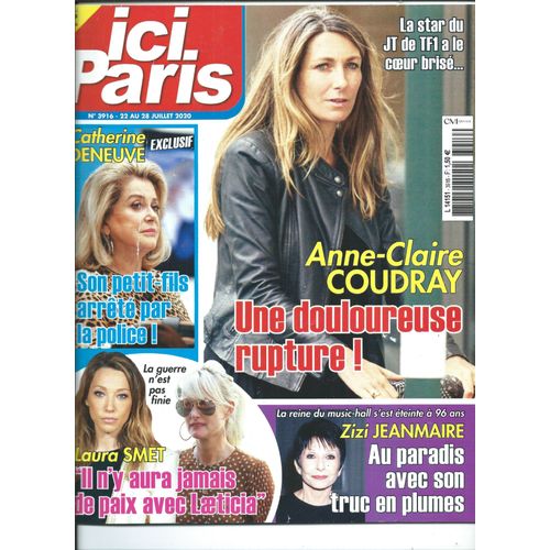 Ici Paris 22/07/2020 Anne-Claire Coudray, Deneuve, Zizi Jeanmaire, Smet, Jeane Manson, Travolta , Candice Patou & Robert Hossein, J.J Lionel, Enrico Macias, Angèle,  Jacques & Thomas Dutronc, Sinclair