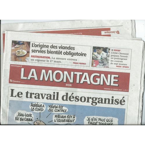 Journal La Montagne  Centre France Riom 28/01/2022  Gad Elmaleh, Wejdene, Jean-Paul Malaval