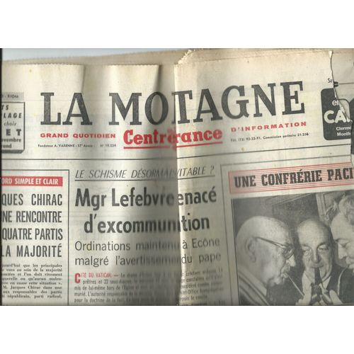 Journal La Montagne Centre France 25/06/1977 Confrerie Des Fumeurs ( Bernard Blier Edgar Faure, Pierre Sabbagh), Mgr Lefebvre Menacé D' Excommunion, Miss France 1976, Patrick Ségal, Gang Des Lyonnais