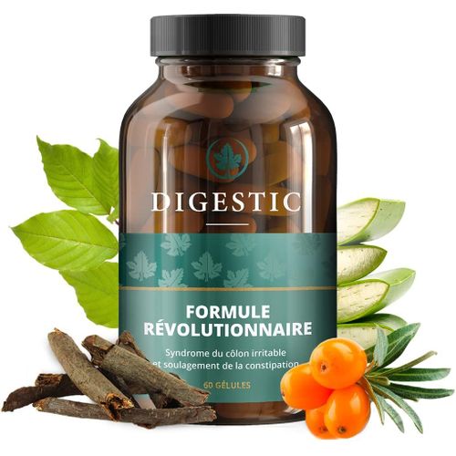 Digestic - Laxatif Contre La Constipation Chronique Et Occasionnelle, Adoucisseur De Selles Pour Le Sci 100% Naturel - 60 Capsules - Nettoie, Detox Purifie Le Colon, Soulage Les Ballonnements Et Les Gaz. 