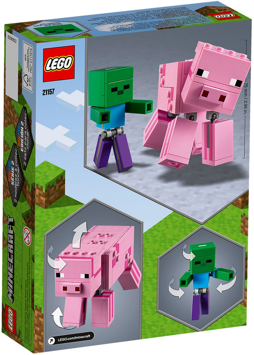 Lego Minecraft - Bigfigurine Cochon Et B�b� Zombie - 21157 - 2