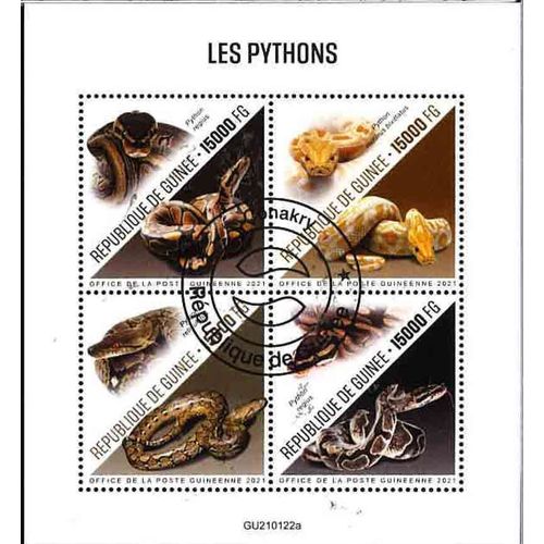 Timbres Thématiques Guinée Serpents Oblitérés