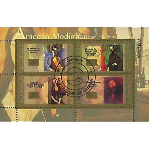 Timbres Thèmatiques Guinée Tableaux Modigliani Oblitérés