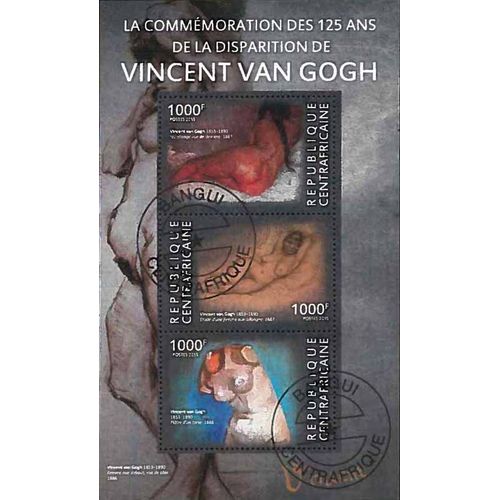 Timbres Thèmatiques Centrafrique Tableaux Van-Gogh Oblitérés