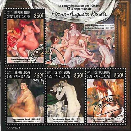 Timbres Thèmatiques Centrafrique Tableaux Renoir Oblitérés