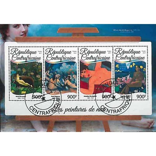 Timbres Thèmatiques Centrafrique Tableaux Nus Oblitérés