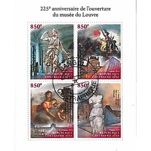 Timbres Thèmatiques Centrafrique Tableaux Musée Du Louvre Oblitérés