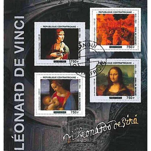 Timbres Thèmatiques Centrafrique Léonard De Vinci Oblitérés