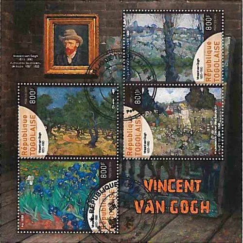 Timbres Thèmatiques Togo Tableaux Van-Gogh Oblitérés