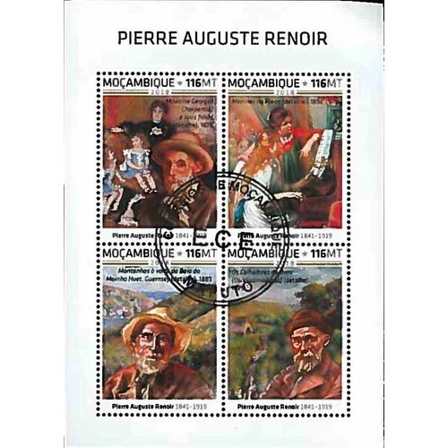 Timbres Thèmatiques Mozambique Tableaux Renoir Oblitérés