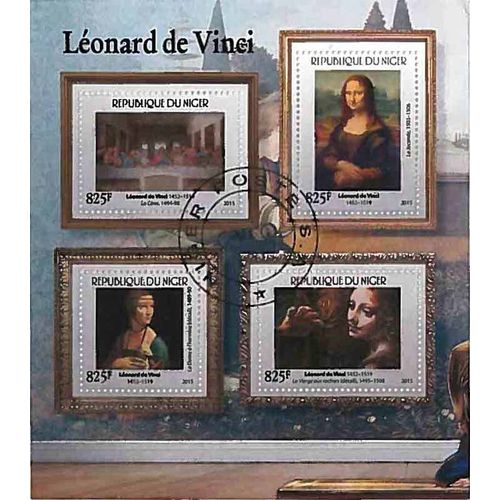 Timbres Thèmatiques Niger Tableaux Léonard De Vinci Oblitérés