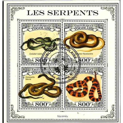 Timbres Thématiques Togo Serpents Oblitérés