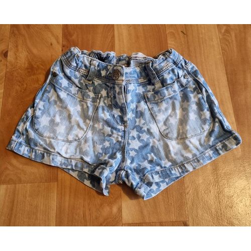 Short En Jean Fille Bleu Avec Étoile Blanche Taille 7/8 Ans Tex