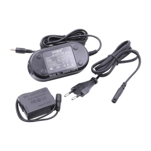 vhbw Bloc d'alimentation, chargeur adaptateur compatible avec Panasonic Lumix DMC-G6W, DMC-G6X appareil photo, caméra vidéo - Câble 2m, coupleur DC