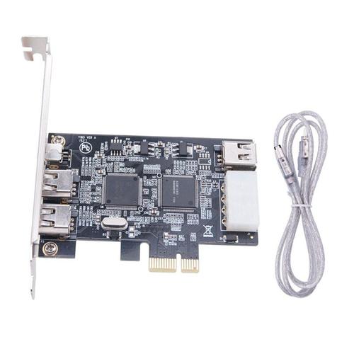 Adaptateur de carte Firewire, PCI-E 1X IEEE 1394A 4 ports (3 + 1) 1394 a PCIe avec 6 broches à 4 broches, câble IEEE 1394 pour ordinateur de bureau