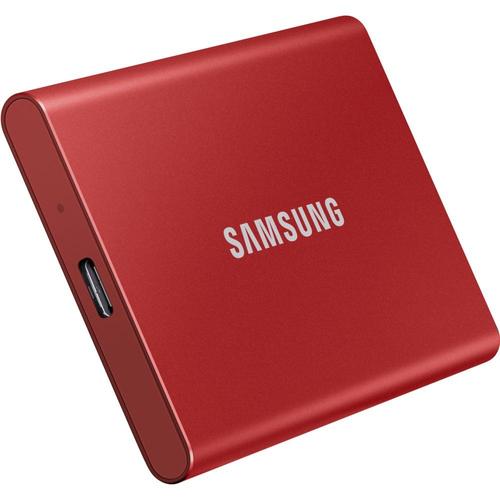 Samsung T7 MU-PC1T0R - SSD - chiffré - 1 To - externe (portable) - USB 3.2 Gen 2 (USB-C connecteur) - AES 256 bits - rouge métallique