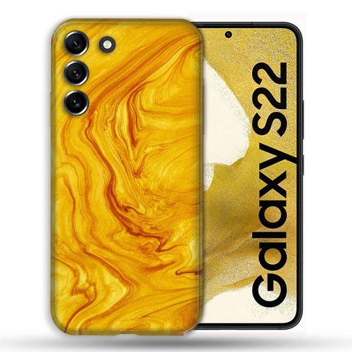 Coque Pour Samsung Galaxy S22 Texture Marbre Jaune