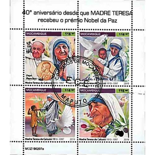 Timbres Thèmatiques Mozambique Mère Térésa Oblitérés