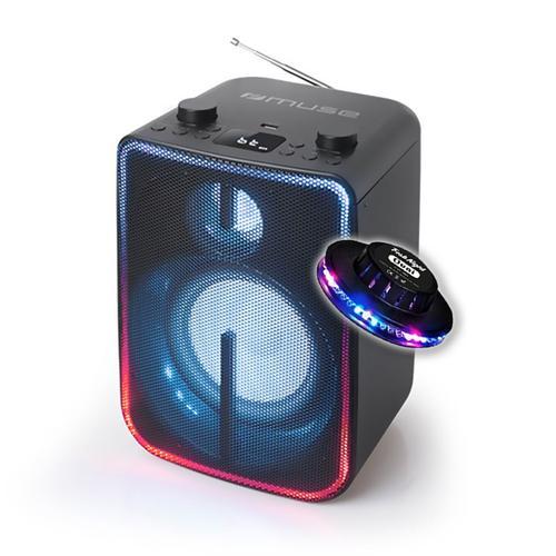 Enceinte sans fil Muse M-1802DJ stéréo 60W - Bluetooth 5.0 - Radio FM - Effets lumineux - Batterie rechargeable, USB, OVNI LED