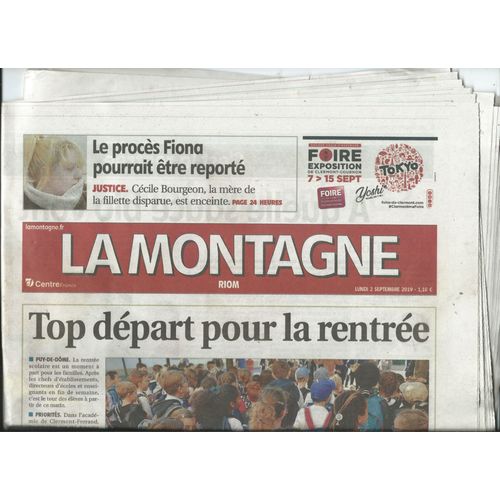 Journal La Montagne Centre France Riom 02/09/2019 Le Procès Fiona, Bigflo & Oli, Muriel Robin, Maxime Le Forestier, 