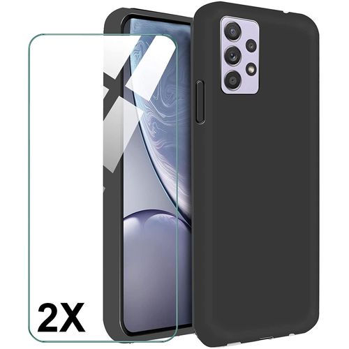 Coque Galaxy A53 5g Coque Silicone Gel Ultraslim - Noir + 2 Films Verre Trempé