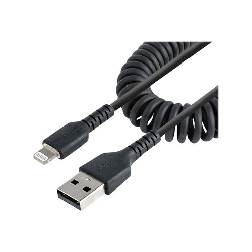 StarTech.com Câble USB vers Lightning de 50cm - Certifié Mfi - Adaptateur USB Lightning Noir, Gaine en TPE - Cordon Chargeur Iphone/Lightning Spiralé en Fibre Aramide Très Résistant...