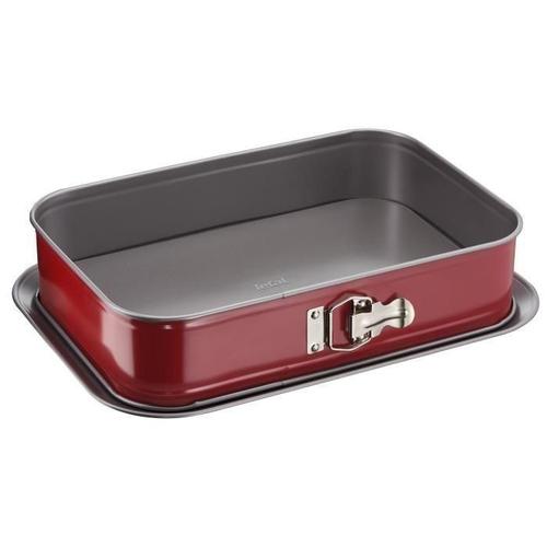 Tefal Plat A Four Delibake En Acier - 36 X 24 Cm - Rouge Et Gris - Avec Charniere