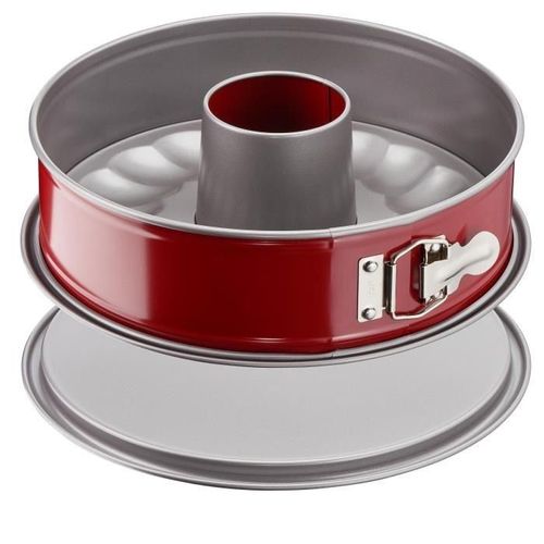 Tefal Moule A Savarin Delibake En Acier - Ø 25 Cm - Rouge Et Gris - Avec Charniere