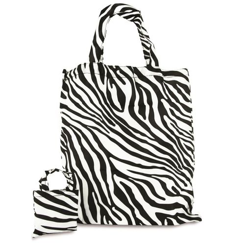 Sac Shopping D'appoint 'zèbre' Noir Blanc - 39x33 Cm