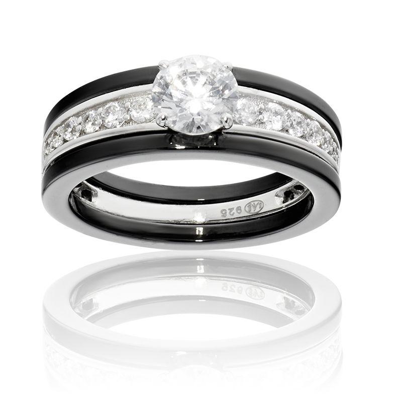 Bague CLEOR en Argent 925 1000 C ramique Noire et Oxyde