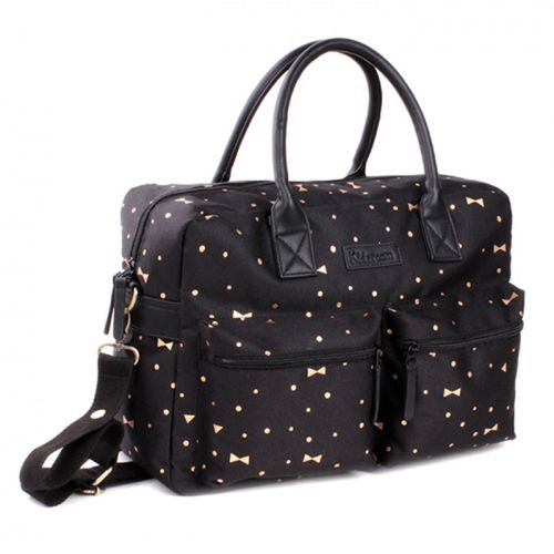 Promotion ! Sac Multipoches 'milky Kiss' Noir (Noeuds Romantiques) - 40x28x16 Cm