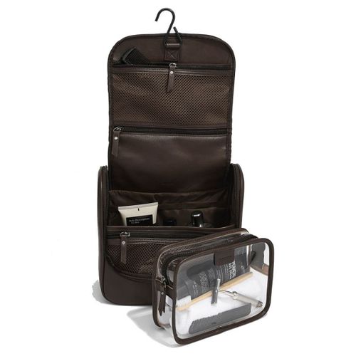 Stackers Uk. Trousse De Toilette. À Suspendre, Simili Cuir. Marron Brun, Uni.
