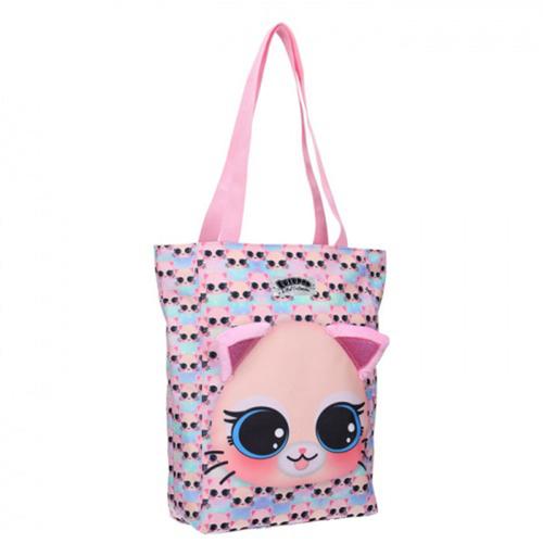 Promotion ! Sac Shopping 'les Chats' Rose (Lulupop & The Cutiepies) - 36x25x6 Cm