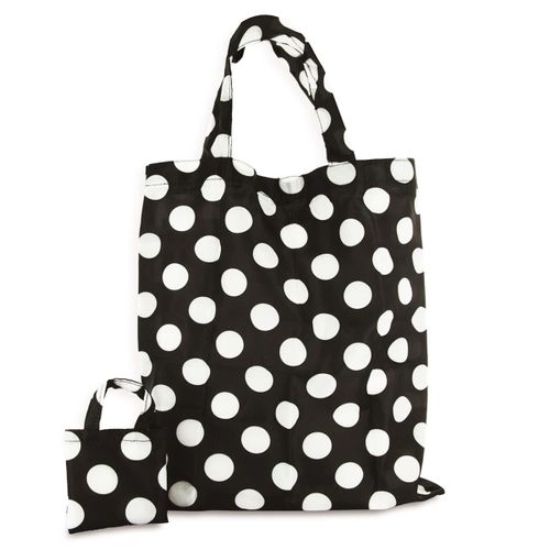 Sac Shopping D'appoint 'pois' Noir Blanc - 39x33 Cm