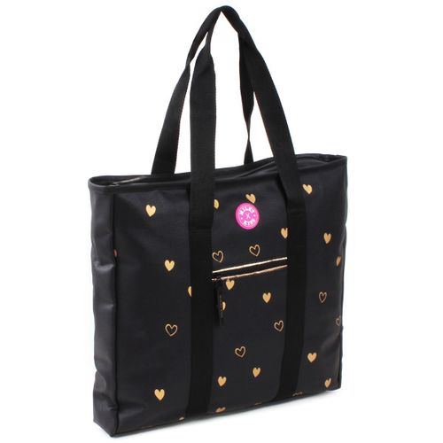 Promotion ! Sac Shopping 'milky Kiss' Noir Doré (Love) - 38x38x7 Cm