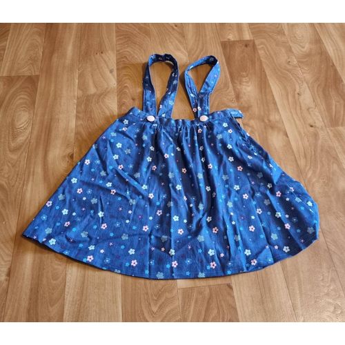 Jupe Fille Bleu Fleuri Avec Bretelle Taille 6 Ans